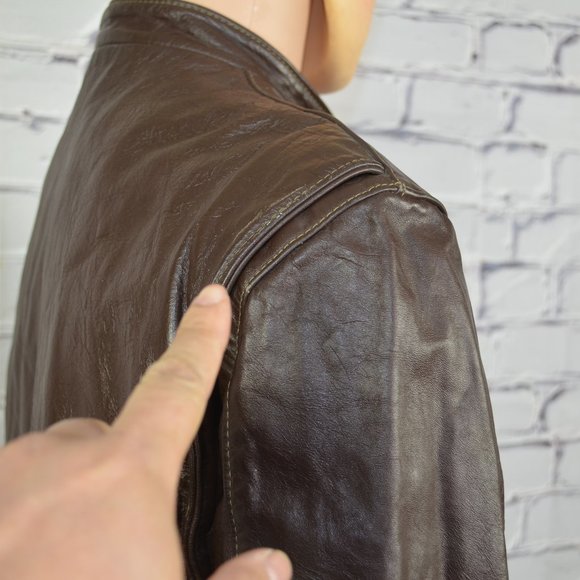 Mens Reed Sportswear cafe motorcycle style leather jacket - Picture 12 of 16